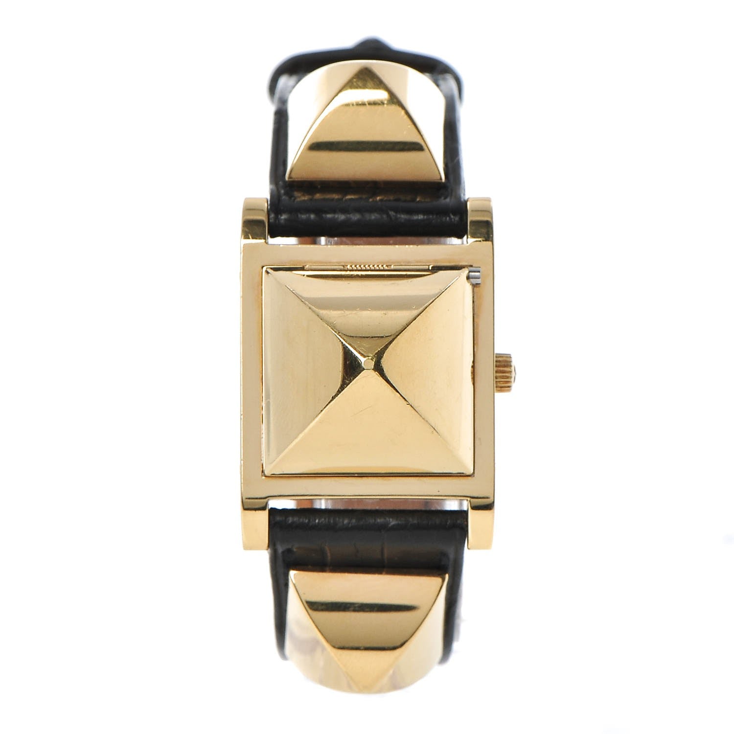 Hermes Stainless Steel Alligator 23mm Medor Quartz Watch Noir 1 of 12