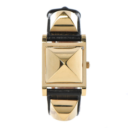 Hermes Stainless Steel Alligator 23mm Medor Quartz Watch Noir 1 of 12