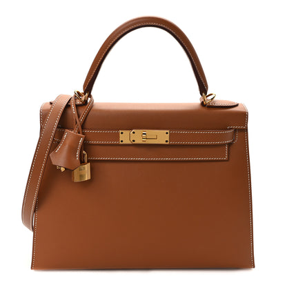 Hermes Madame Calfskin Kelly Sellier 28 Gold 1 of 11
