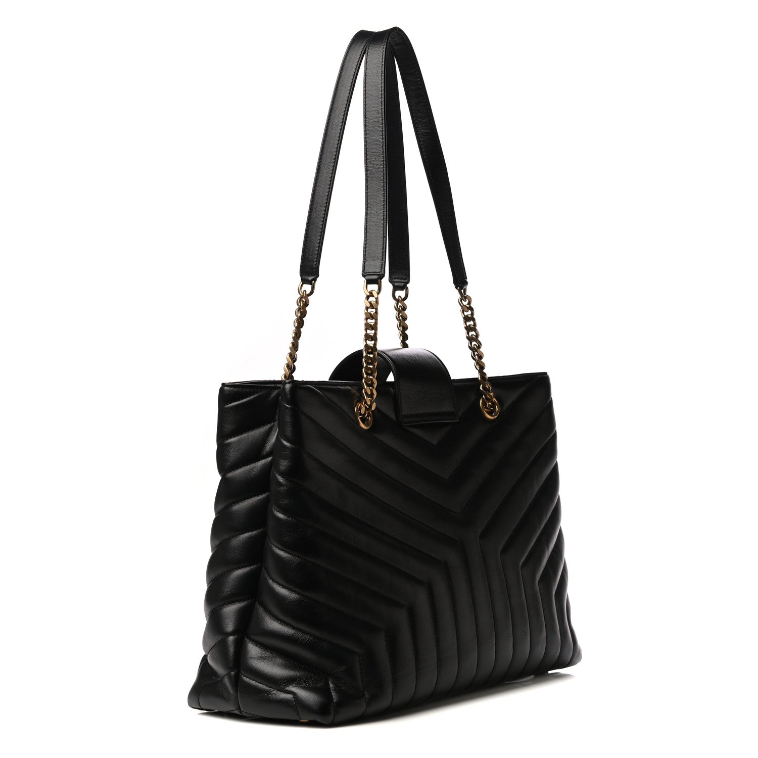 Saint Laurent Calfskin Y Quilted Monogram Large Loulou Shopper Black 3 of 9