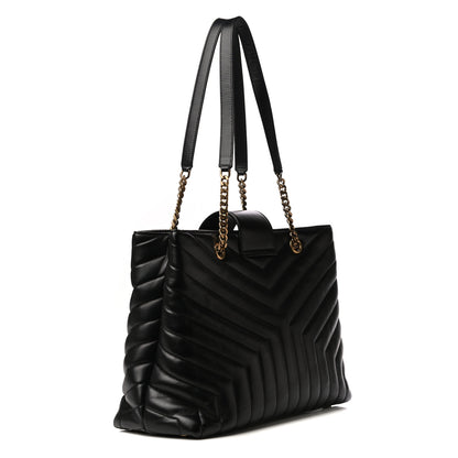 Saint Laurent Calfskin Y Quilted Monogram Large Loulou Shopper Black 3 of 9