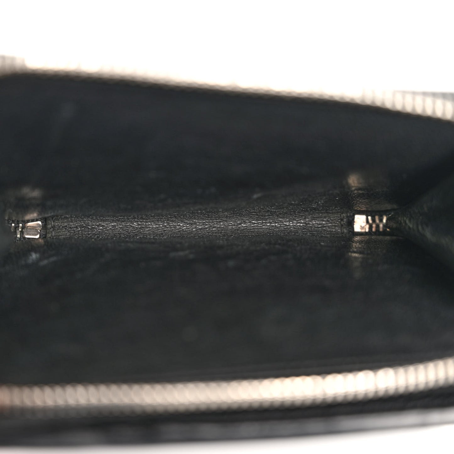 Grained Calfskin Rive Gauche Compact Zip Around Wallet Black