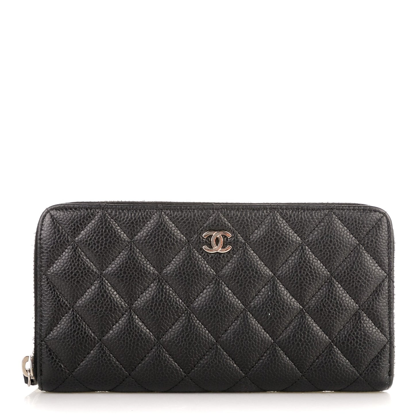 Caviar Quilted Large Gusset Zip Around Wallet Black