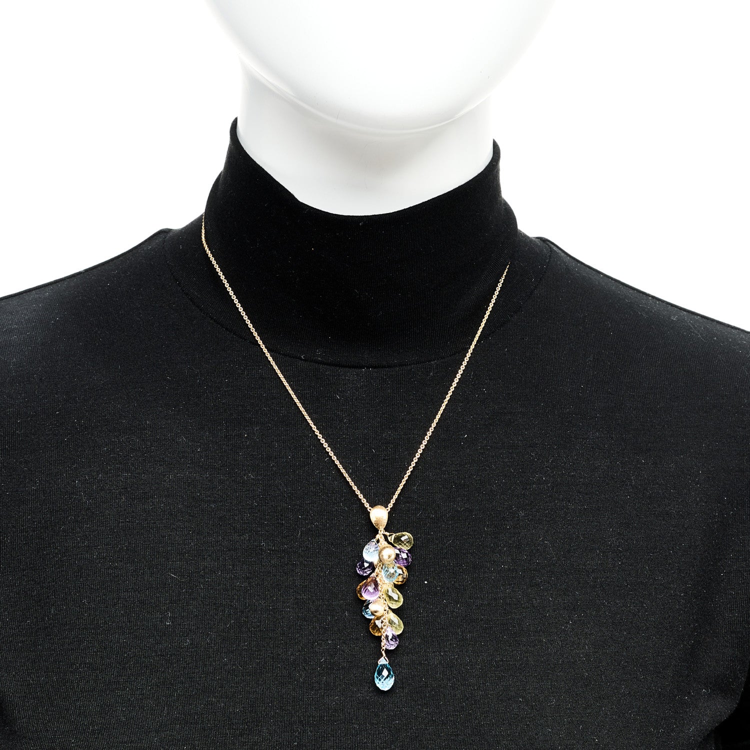 Marco Bicego 18K Yellow Gold Multi Gemstone Paradise Drop Pendant Necklace 5 of 5