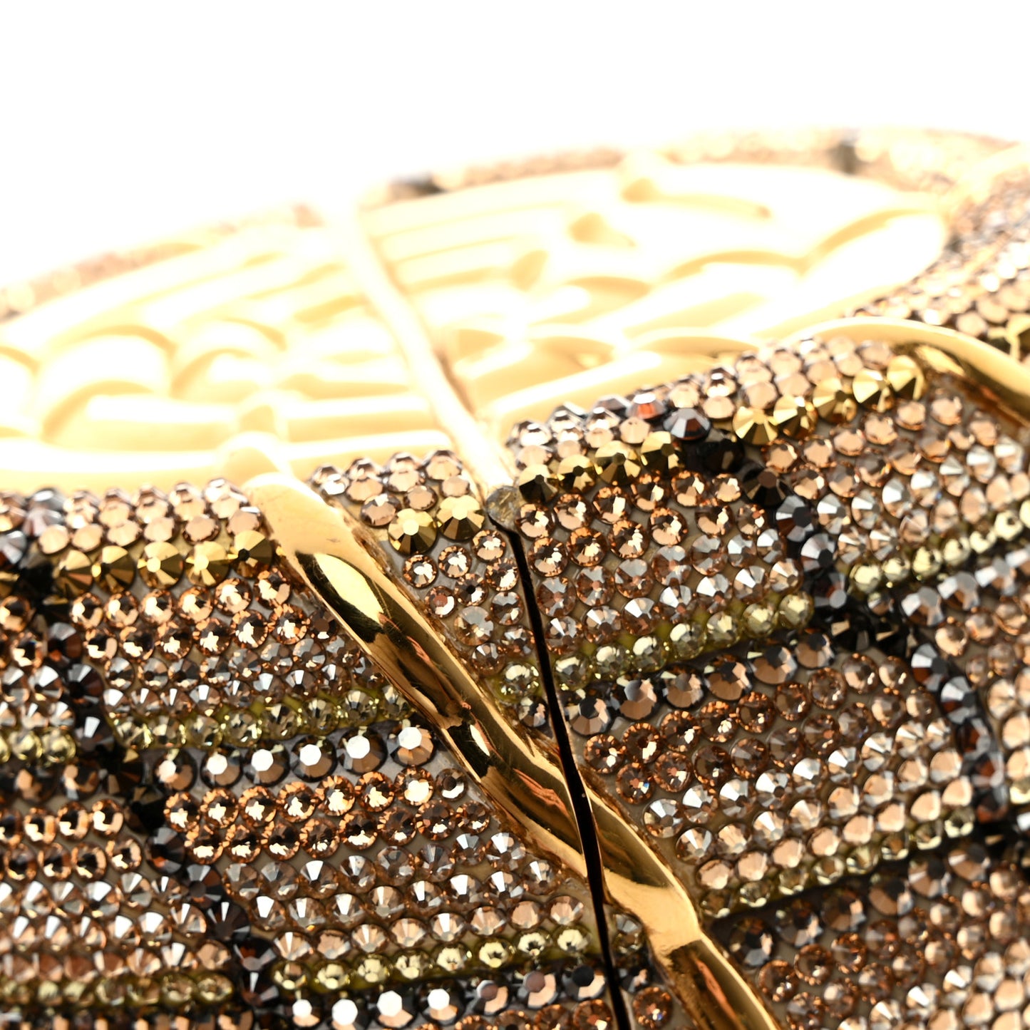 Crystal Beehive Minaudiere Clutch Gold