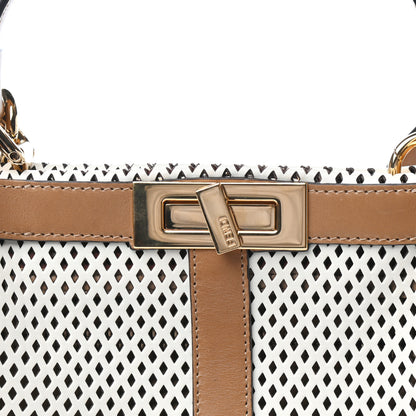 Fendi Calfskin Lambskin Perforated Medium Peekaboo Iconic Satchel White 9 of 9