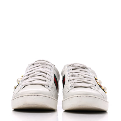 Gucci Calfskin Web Pearl Studded Womens Ace Sneakers 36.5 White 2 of 24