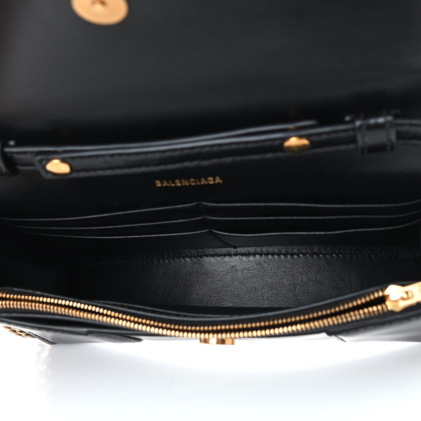 Shiny Box Calfskin Hourglass Chain Bag Black