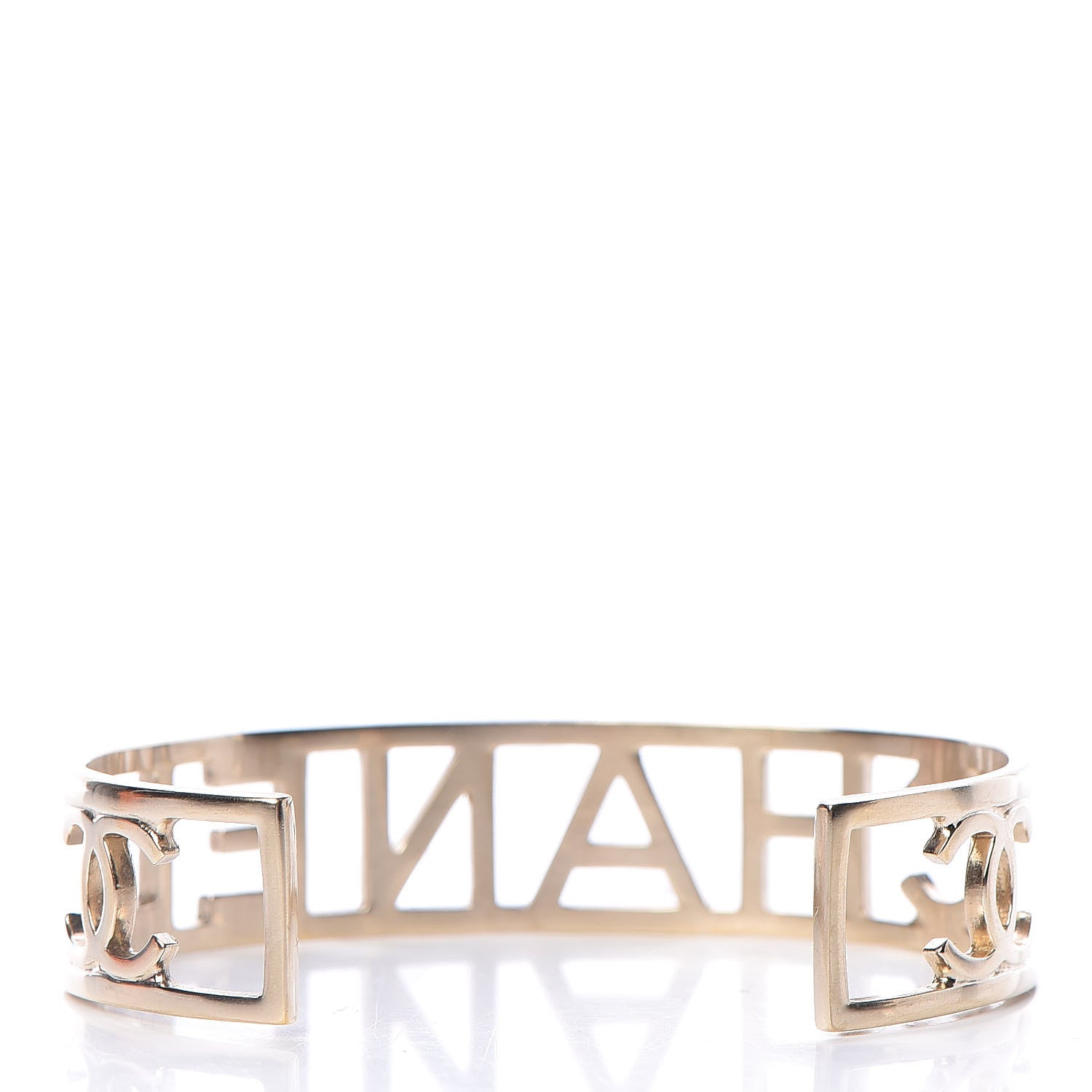 Chanel Metal Logo Cuff Gold 3 of 4