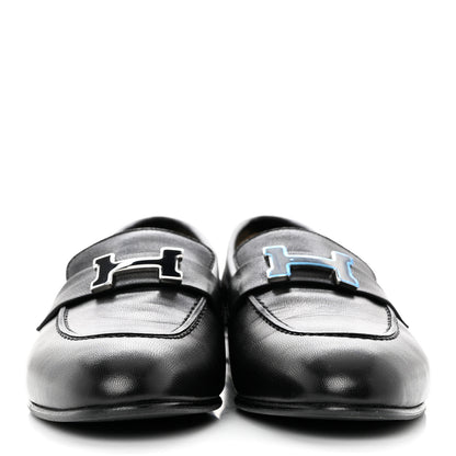 Hermes Goatskin Womens Paris Loafers 37 Black 2 of 7