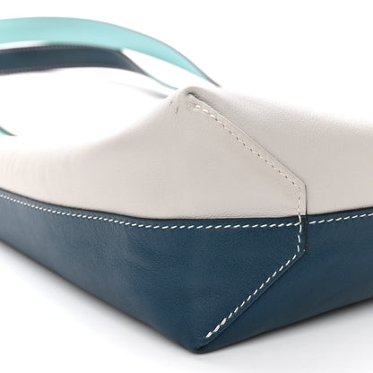 Hermes Veau Sikkim Swift Double Sens 30 Reversible Tote Gris Perle Colvert Bleu Atoll 7 of 9