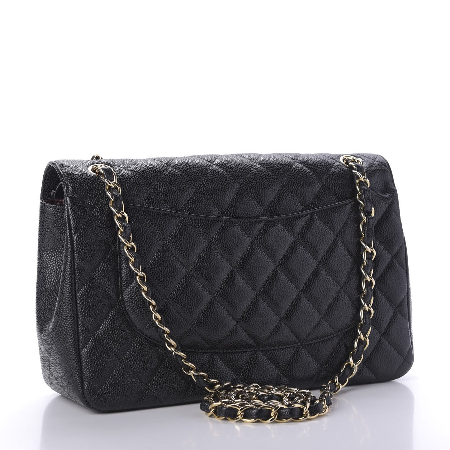Caviar Quilted Jumbo Double Flap Black