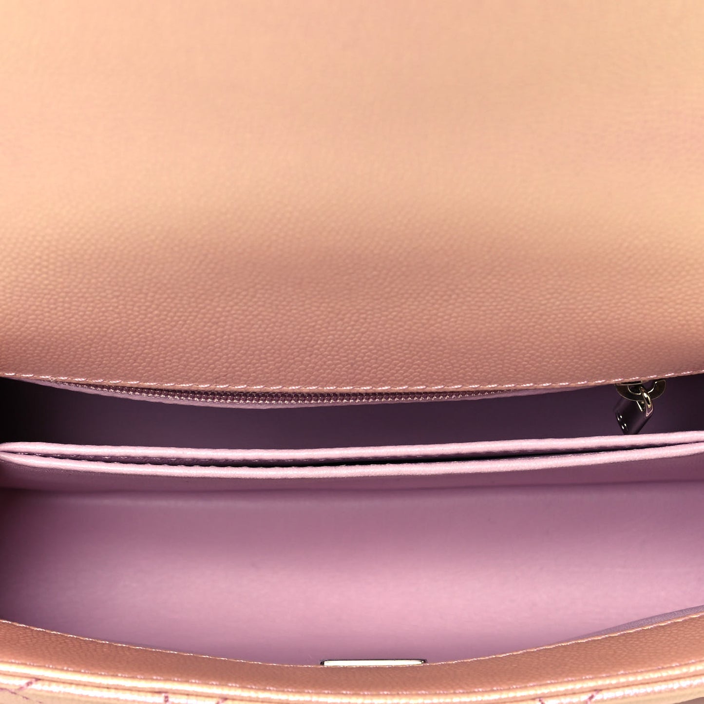 Iridescent Caviar Quilted Mini Coco Handle Flap Pink