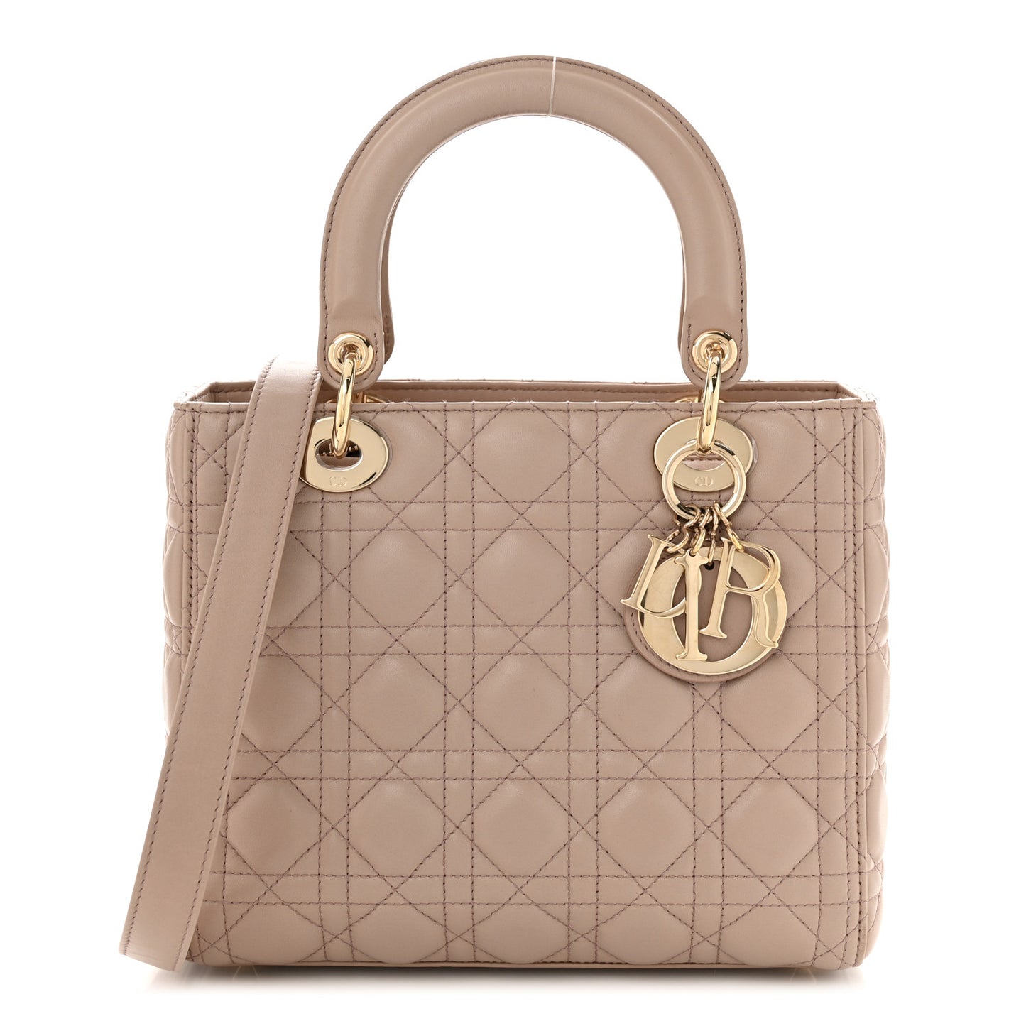 Lambskin Cannage Medium Lady Dior Beige
