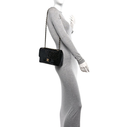 Chanel Patent Perforated Camellia Medium Single Flap Black 2 of 13