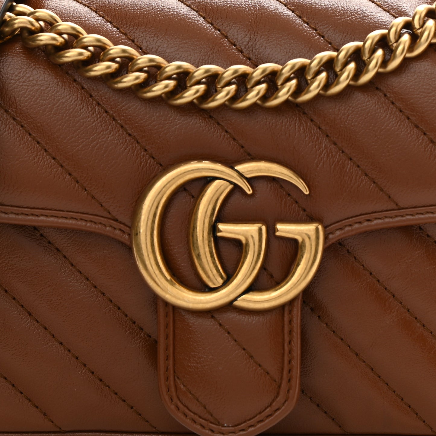 Azalea Calfskin Matelasse Diagonal Mini GG Marmont Shoulder Bag Cuir