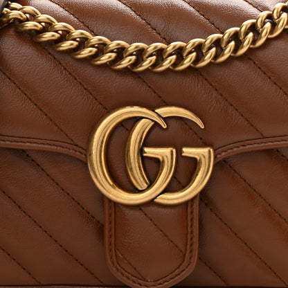 Gucci Azalea Calfskin Matelasse Diagonal Mini GG Marmont Shoulder Bag Cuir 9 of 11