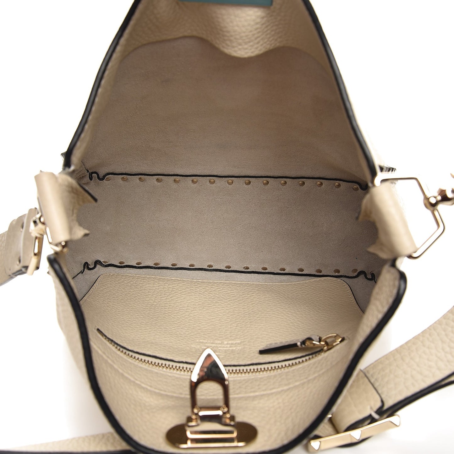 Pebbled Calfskin Small Rockstud Flip-Lock Messenger Bag Light Ivory