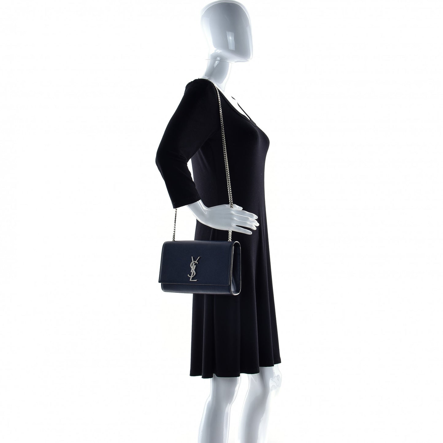 Grain De Poudre Medium Classic Monogram Kate Satchel Deep Marine