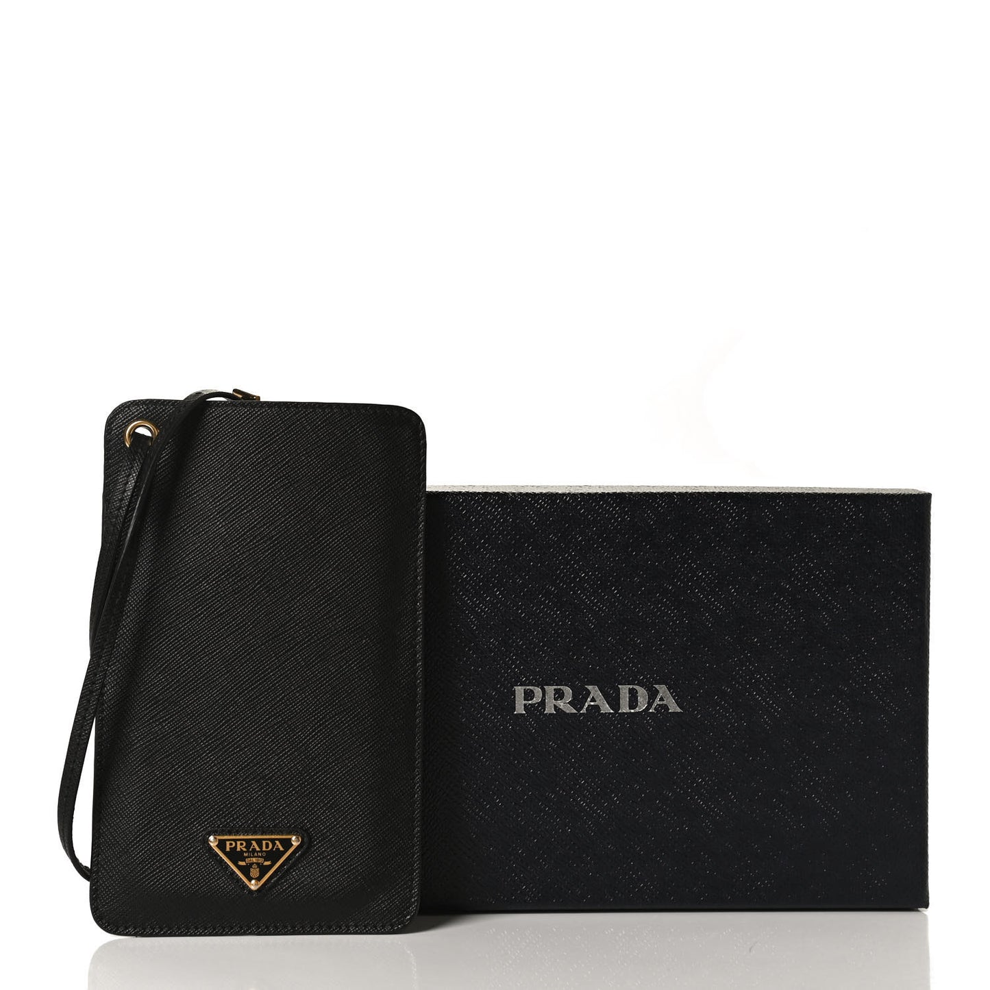 Saffiano Triangle Phone Case Pouch Black