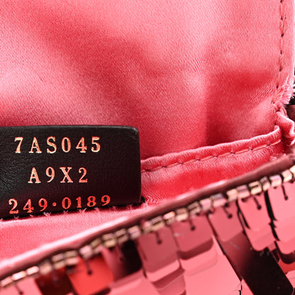 Fendi Sequin Paillettes Shiny Nappa Sex and the City Nano Maxi Buckle Baguette Charm Granata 6 of 10