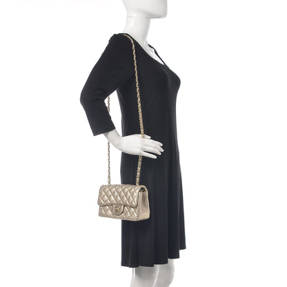 Chanel Metallic Lambskin Perforated Mini Rectangular Flap Light Gold 2 of 10