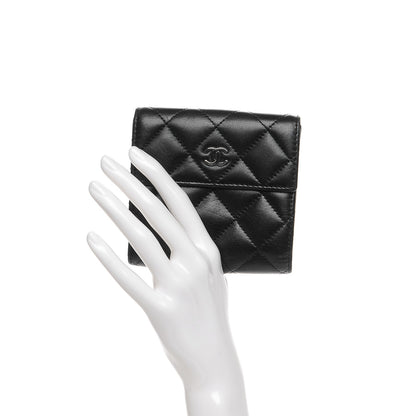 Chanel Lambskin Quilted Compact French Flap Wallet Black 2 of 13