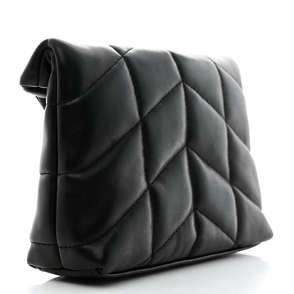 Saint Laurent Lambskin Monogram Loulou Puffer Pouch Clutch Black 4 of 11