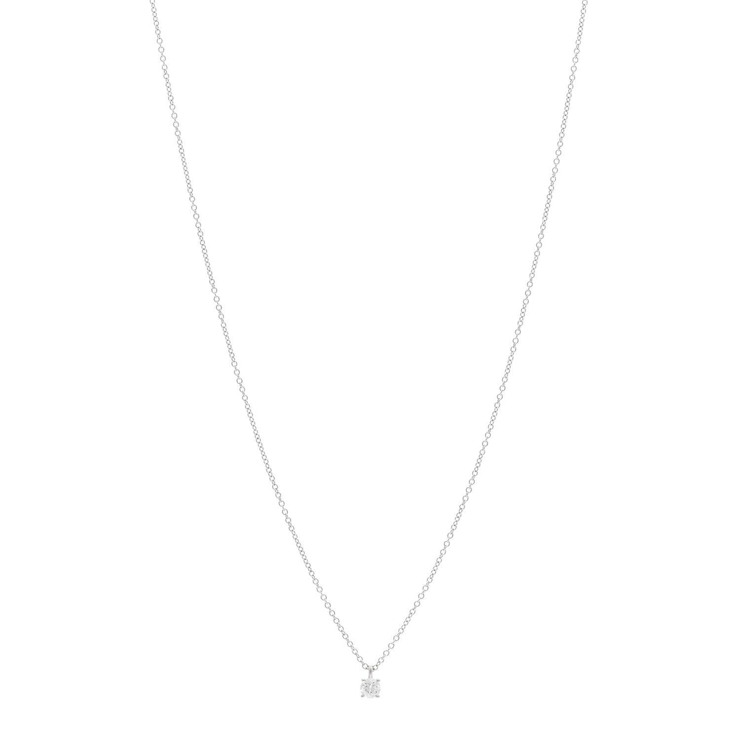 Tiffany Platinum Diamond .16ct Solitaire Pendant Necklace 1 of 5