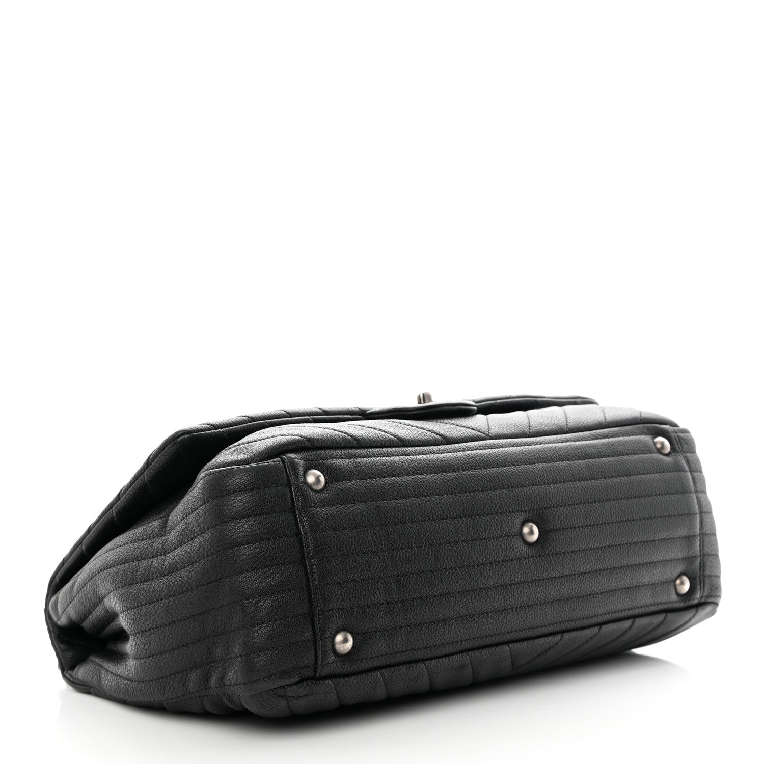 Chanel Calfskin Chevron Quilted XXL Travel Flap Bag Black 4 of 14