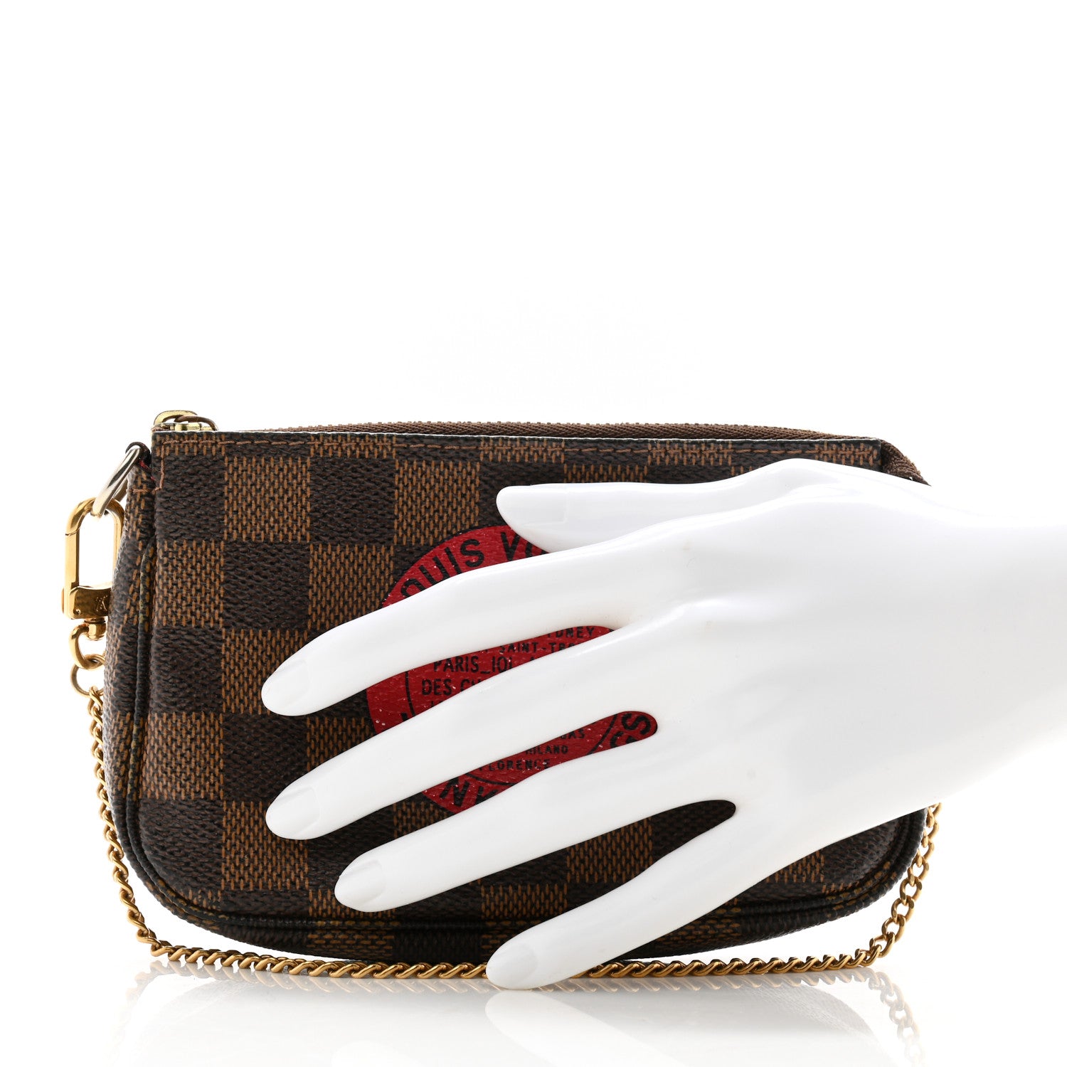 Louis Vuitton Damier Ebene Complice Trunks and Bags Mini Pochette Accessories Red 2 of 9