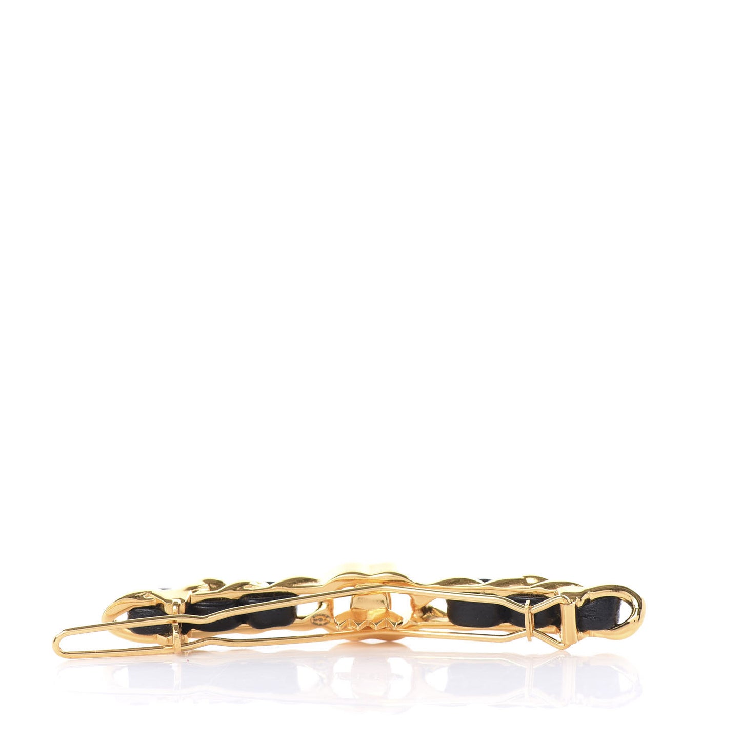 Pearl Lambskin CC More Is More Hair Clip Black Gold