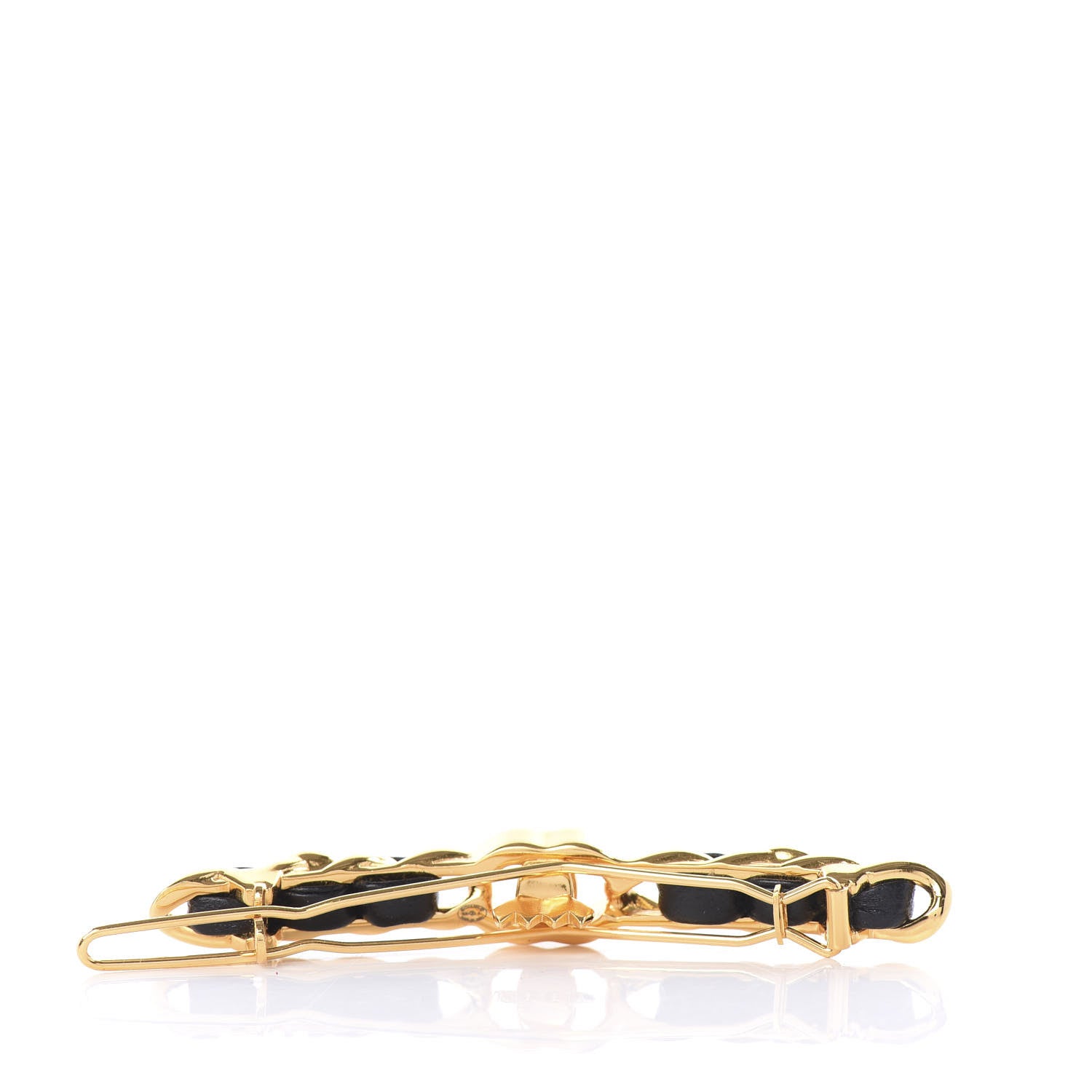 Chanel Pearl Lambskin CC More Is More Hair Clip Black Gold 2 of 3