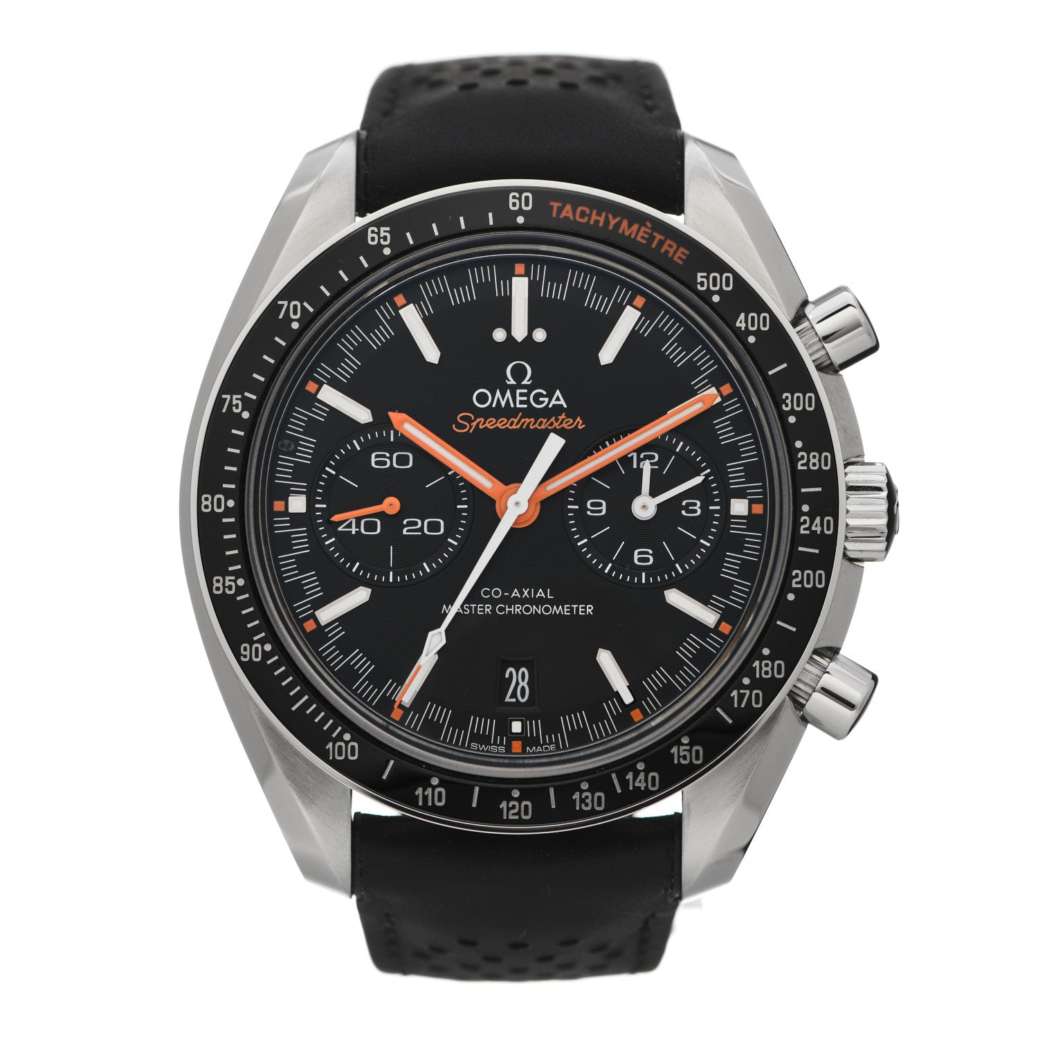 Omega Stainless Steel Calfskin 42mm Speedmaster Racing Co-Axial Master Chronometer Automatic Watch Black 329.32.44.51.01.001 1 of 5