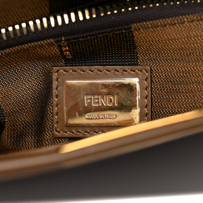 Fendi Vitello Morgan Fabric Jacquard Pequin Medium Peekaboo Iconic Satchel Foresta Tobacco Black 5 of 7