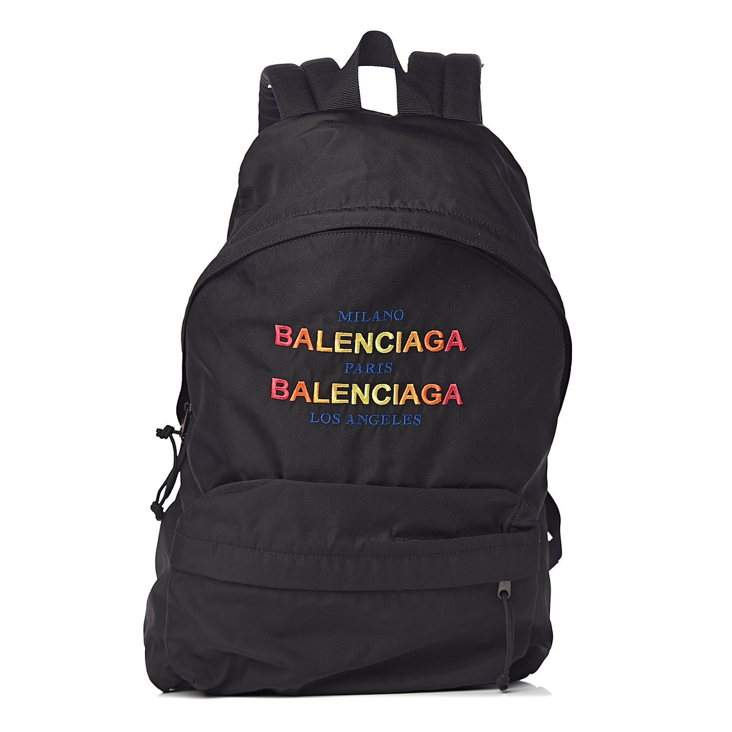 Nylon Milano Paris LA Embroidered Explorer Backpack Black