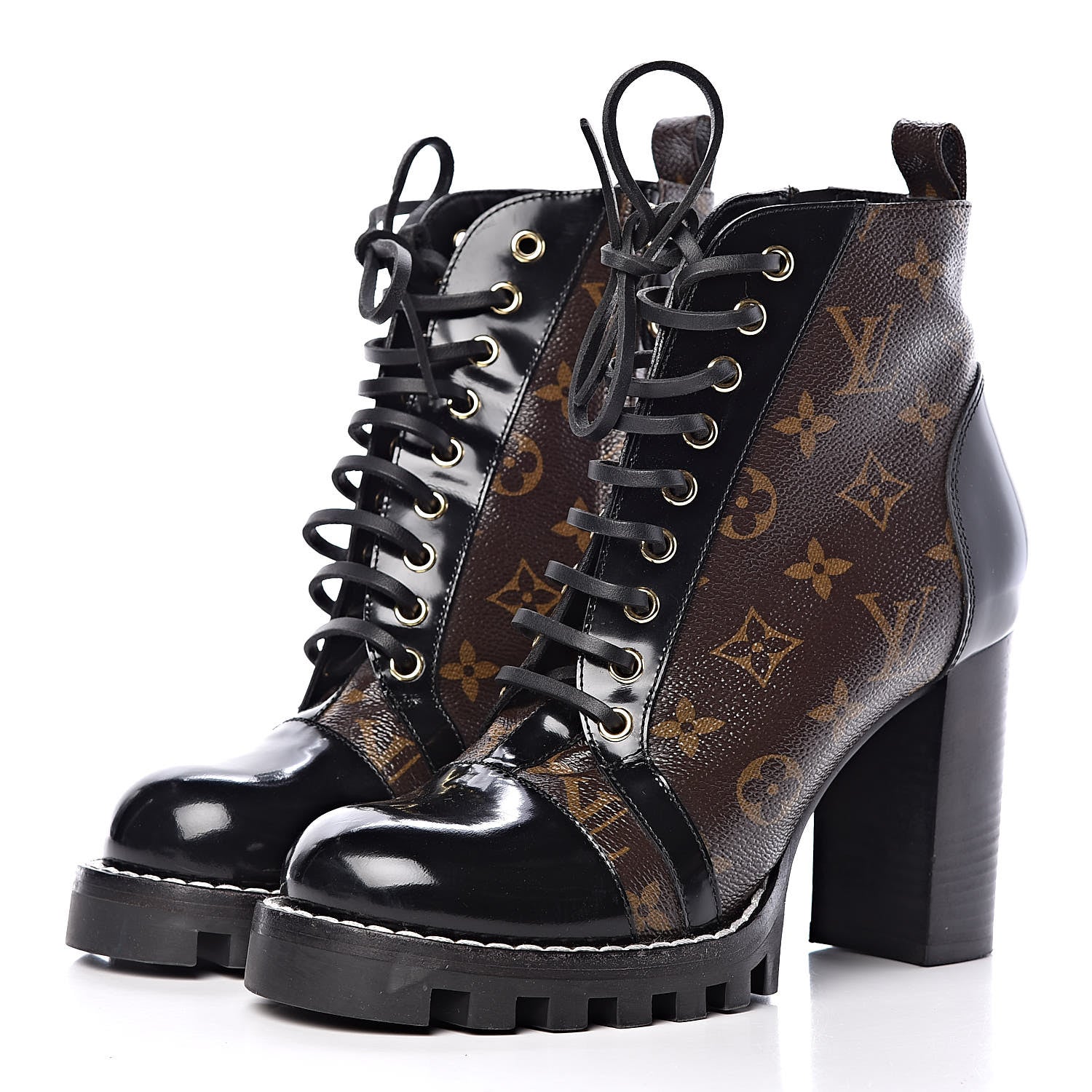 Louis Vuitton Patent Calfskin Monogram Star Trail Ankle Boots 39 Black 3 of 12