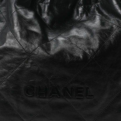 Chanel Shiny Calfskin Quilted Monochrome Small Chanel 22 Black 8 of 10