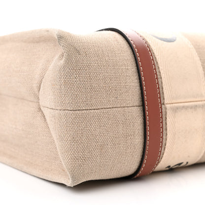 Chloe Linen Calfskin Medium Woody Ribbon Tote White Brown 8 of 17