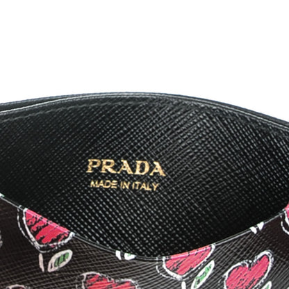 Prada Saffiano Love Print Metal Card Case Black 6 of 7