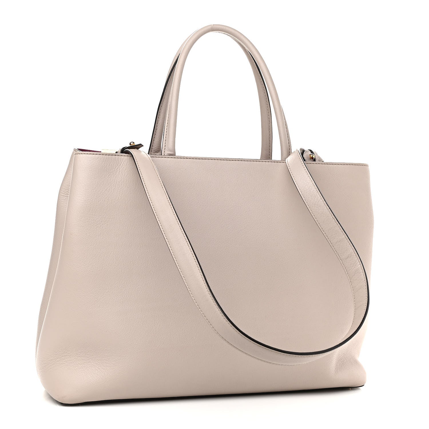 Fendi Vitello Dolce Century Regular 2Jours Tote Grigio Polvere Ciclamino 3 of 14