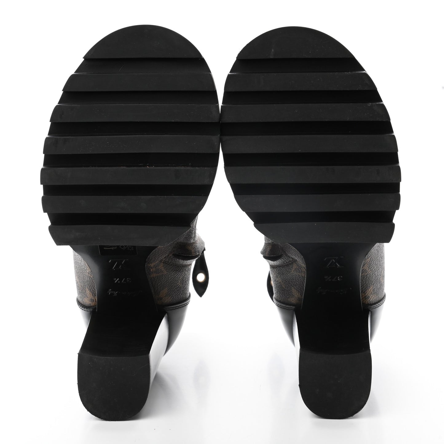 Patent Calfskin Monogram Star Trail Ankle Boots 37.5 Black