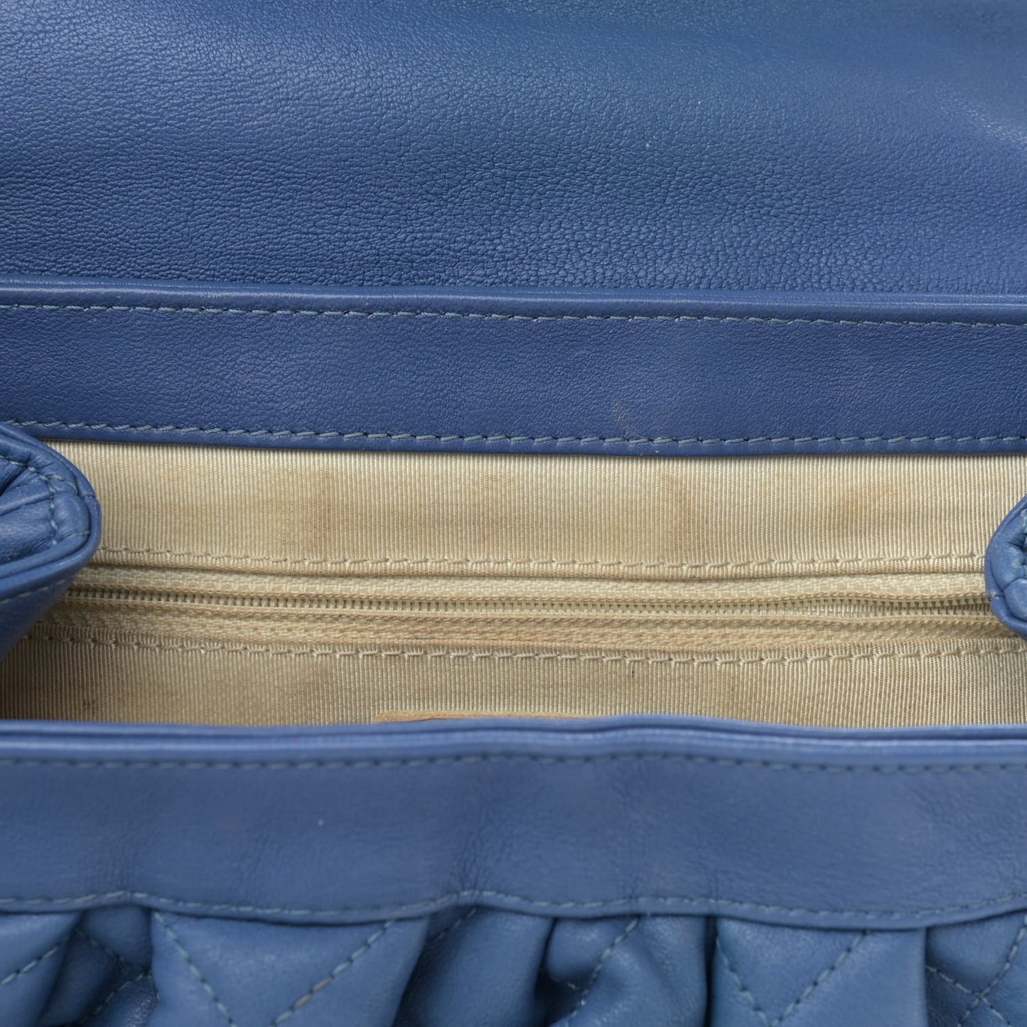 Washed Lambskin Quilted Mini Chain Around Flap Blue
