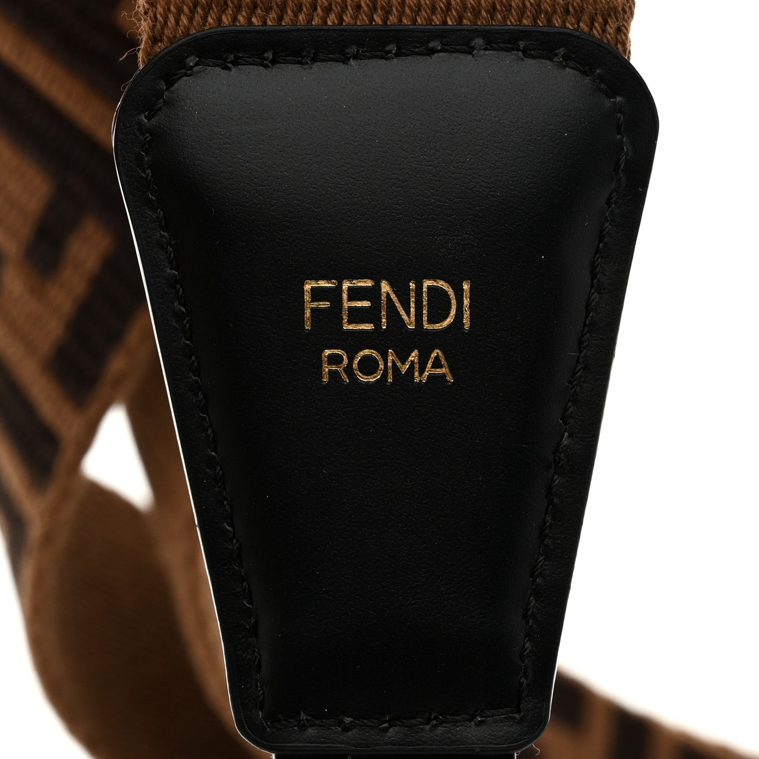 Fendi Ribbon Vitello Century FF 1974 Flat Studded Strap You Fango Marrone Ebano 4 of 5