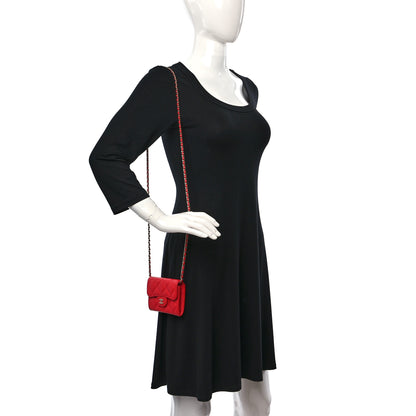 Chanel Caviar Quilted Flap Card Holder On Chain Red 2 of 10