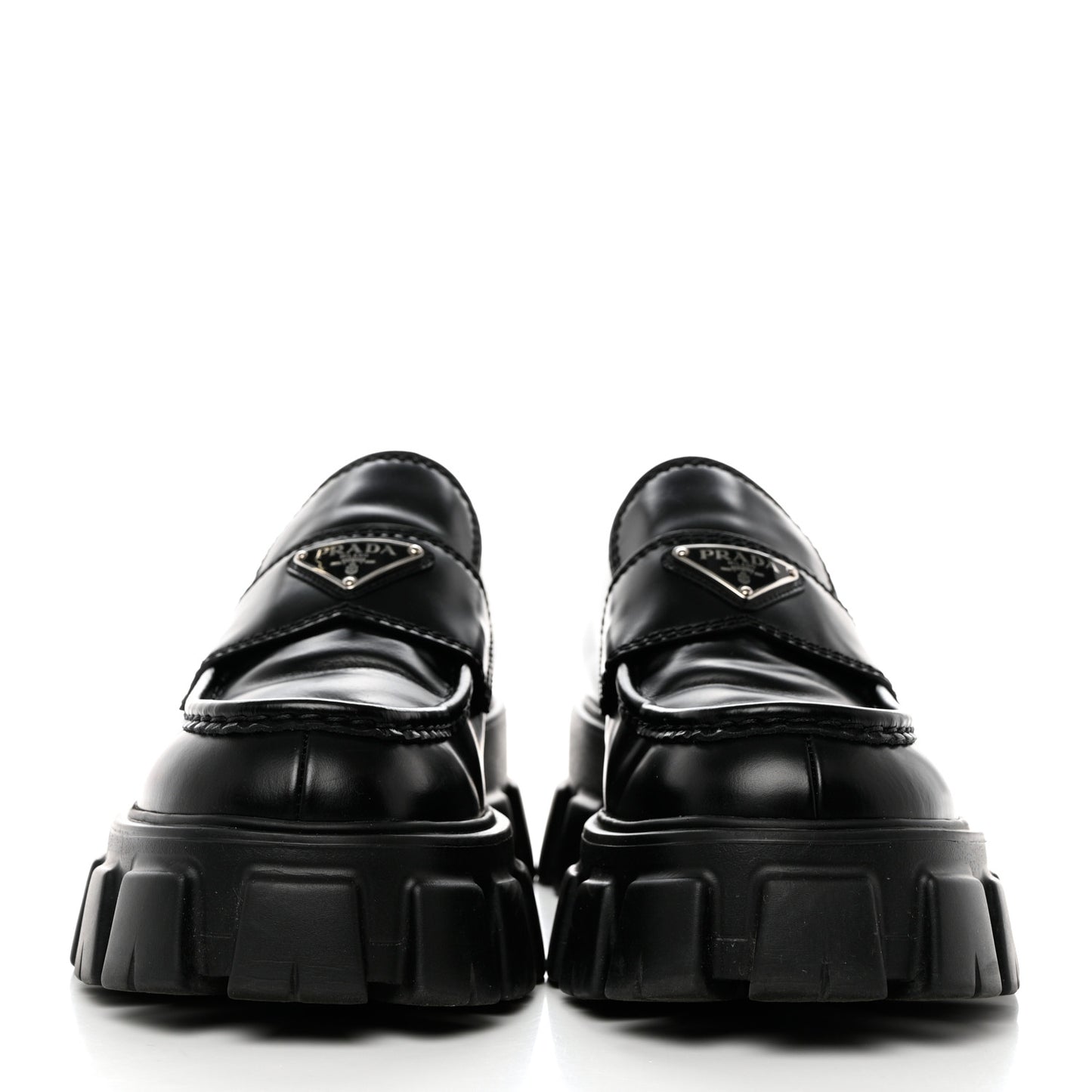 Spazzolato Rois Metal Triangle Logo Mens Monolith 60mm Loafers 7.5 Black