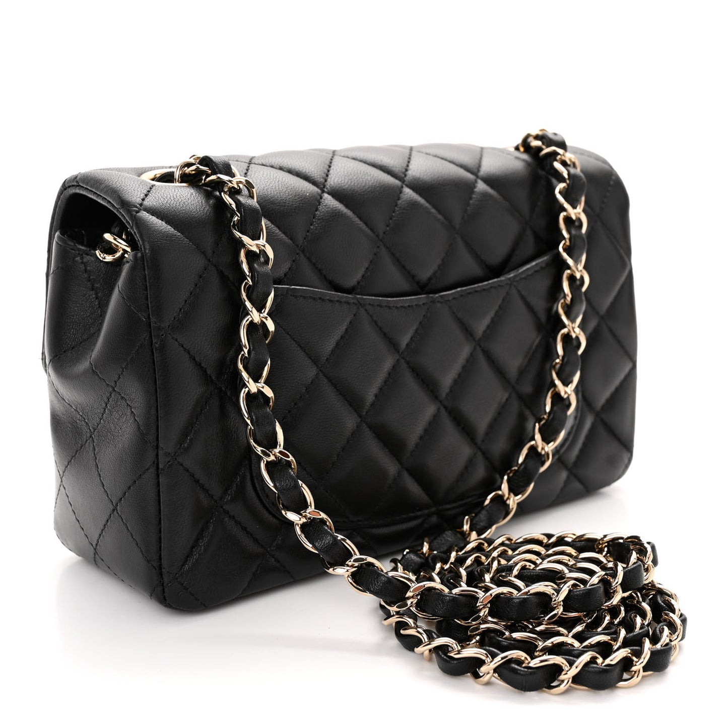 Lambskin Quilted Mini Rectangular Flap Black