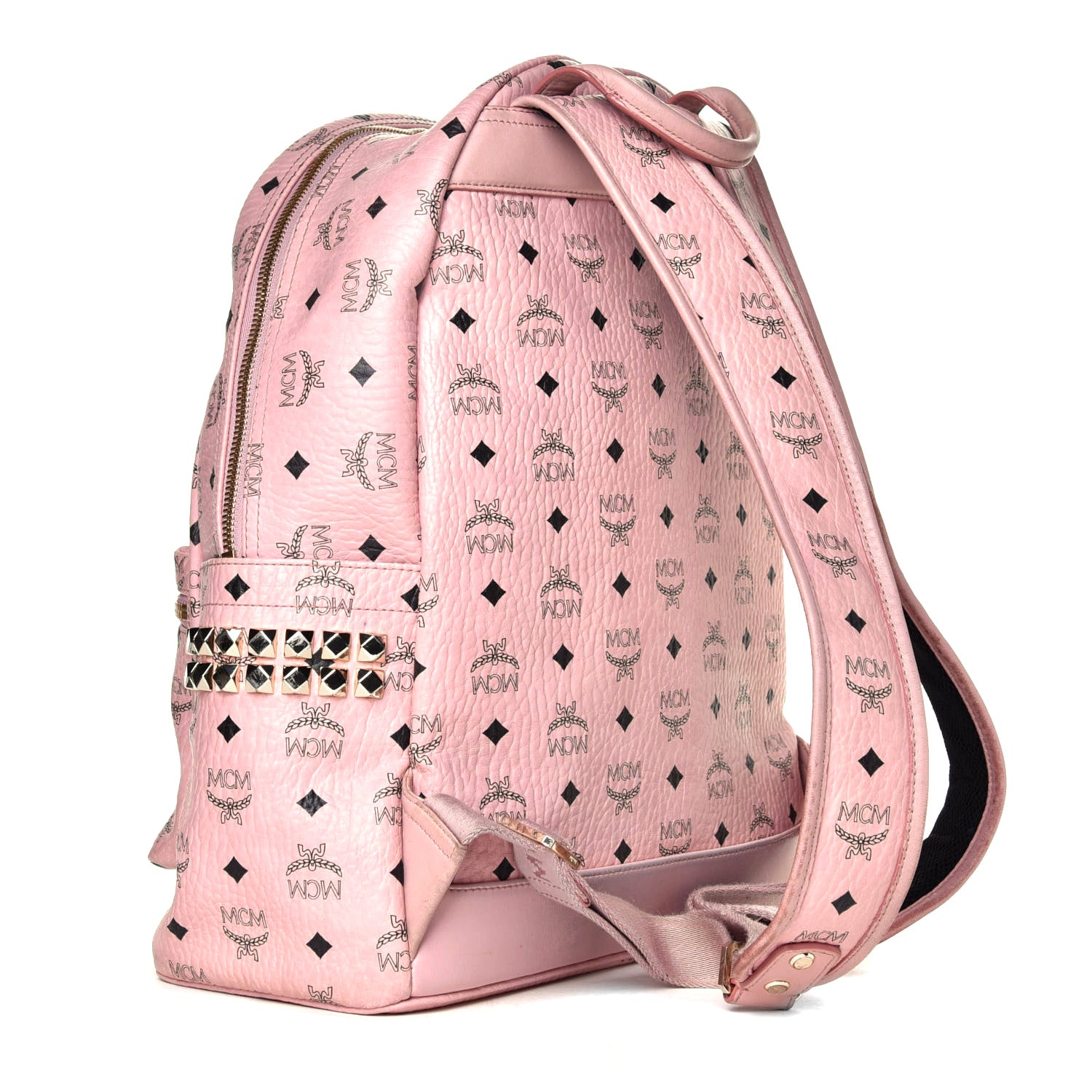 MCM Visetos Medium Side Studs Stark Backpack Soft Pink 2 of 6