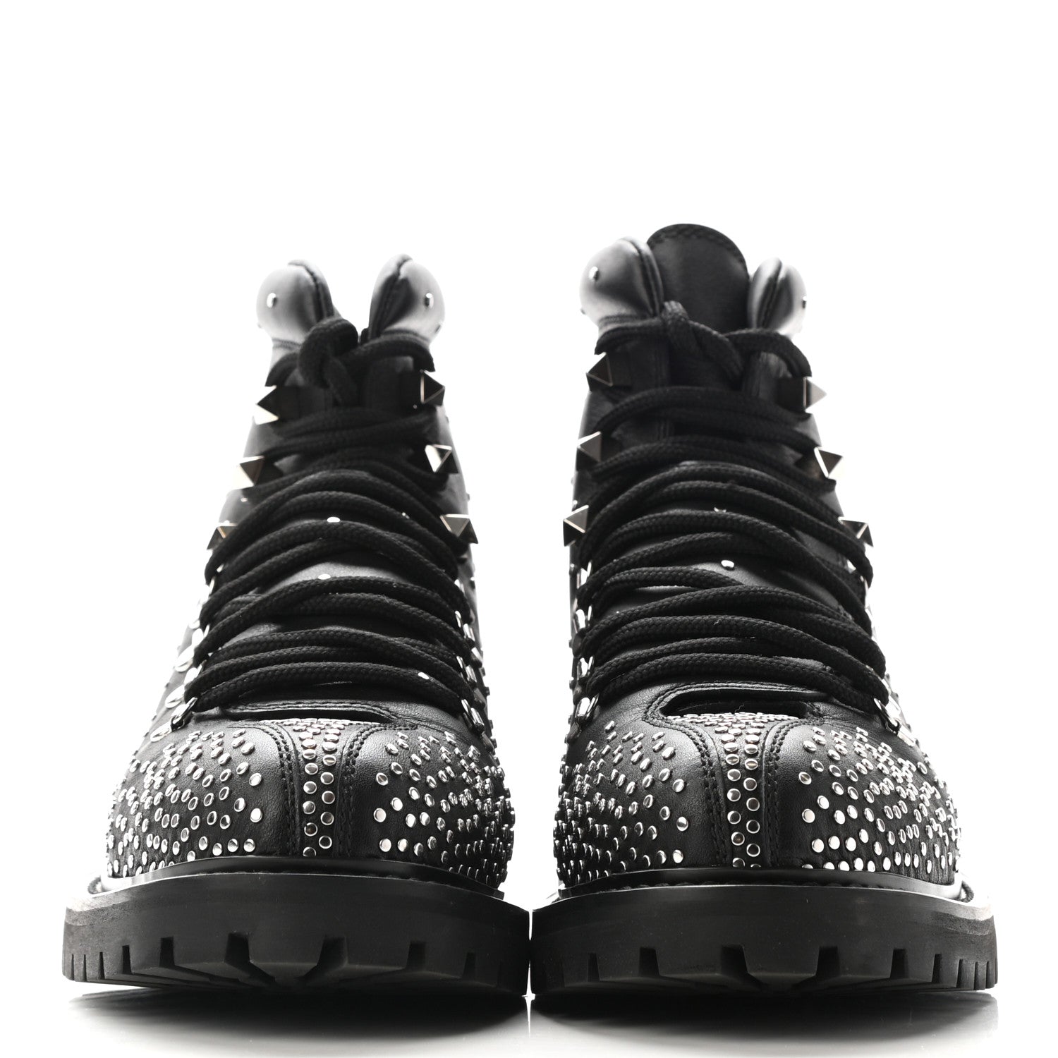 Valentino Garavani Calfskin Rockstud Studded Combat Boots 37 Black 2 of 8