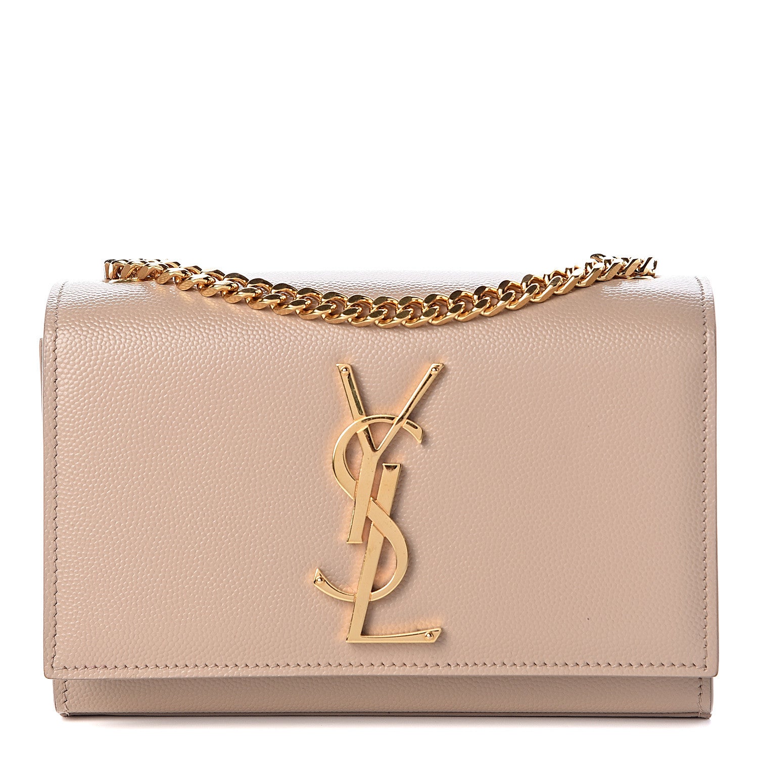 Saint Laurent Grain De Poudre Small Monogram Kate Satchel Dark Beige 1 of 9